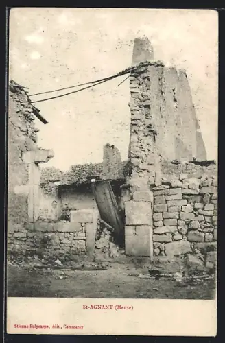 AK St-Agnant /Meuse, Ruines des bâtiments en pierre