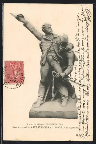 AK Fresnes-en-Woëvre, Statue du Général Margueritte sur la Place Margueritte