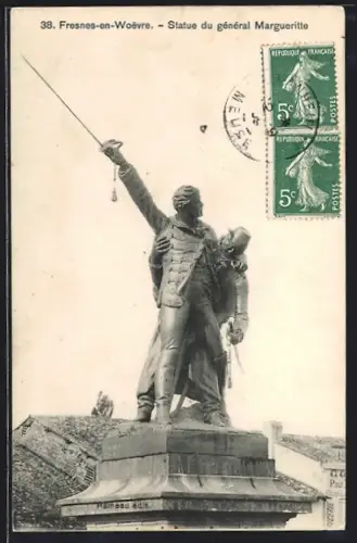 AK Fresnes-en-Woëvre, Statue du général Margueritte