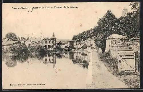 AK Dun-sur-Meuse, Quartier de l`Île et Trottoir de la Meuse