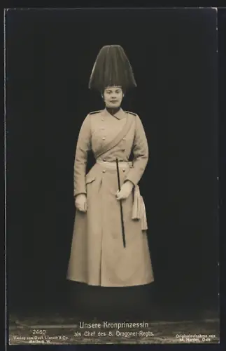 AK Kronprinzessin Cecilie als Chef des 8. Dragoner-Regts.