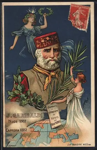 Lithographie Giuseppe Garibaldi, italienischer Unabhängigkeitskrieg