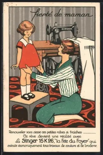 AK Reklame für Singer Nähmaschine vom Typ 15 K 26