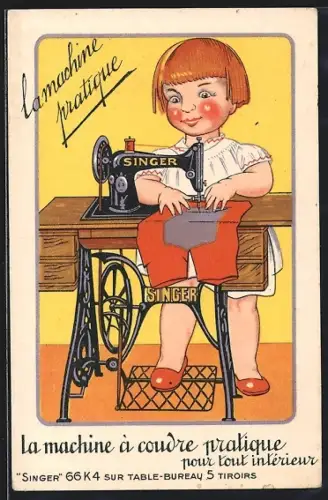 AK Reklame für Singer-Nähmaschinen