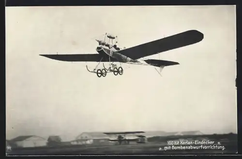 AK Harlan-Eindecker Flugzeug mit Bombenabwurfvorrichtung