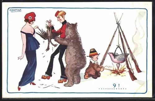 Künstler-AK A. Bertiglia: Alliierte rupfen einen Adler, Propaganda Entente