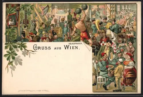 Lithographie Wien, Buntes Treiben im Volksprater