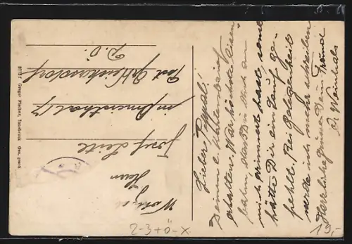 AK Maria Drei Eichen, Ortsansicht mit Kirche, Briefträger