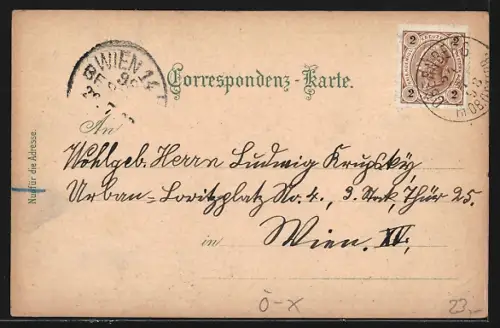 Lithographie Obernberg, Volksschule, Ufergasse, Marktplatz, Totalansicht