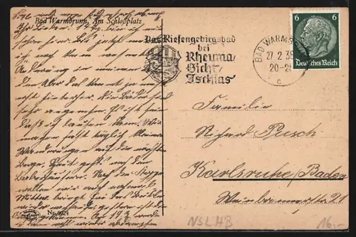 AK Bad Warmbrunn, Gasthof Preussenhof, Am Schlossplatz, Strassenbahn