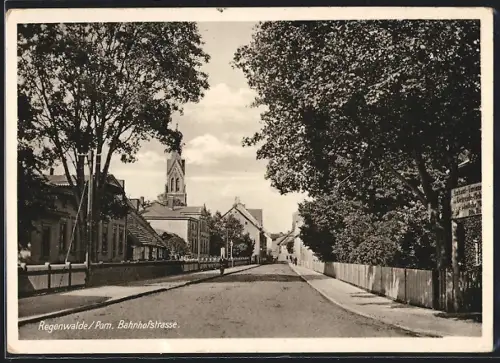 AK Regenwalde /Pom., Partie in der Bahnhofstrasse