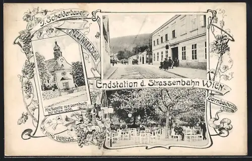AK Wien, Endstation der Strassenbahn in der Dornbacherstr. 116, Alte Kapelle, Gasthaus