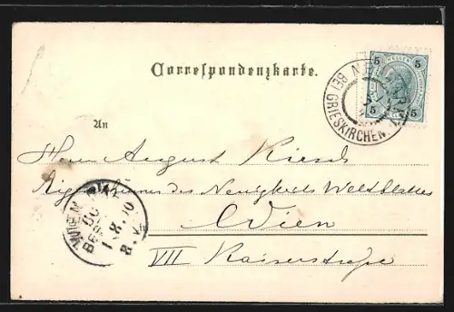 Lithographie Neumarkt im Hausruckkreis, Neumarkt-Kalham, Bahnhof, Totalansicht, Kalvarienberg