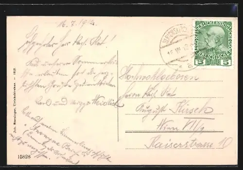 AK Ulrichskirchen a. d. Staatsbahn, Schloss, Krieger-Denkmal, Partie bei der Kirche