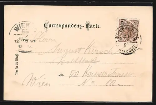 Lithographie Weissenbach a. Attersee, Hotel Post, Breitenberg, Schafsberg, Wolterhaus