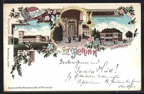 AK St. Florian, Tillys-Burg, Schloss Hohenbrunn und Stiegen-Haus