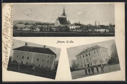 AK Naarn /O.-Oe., Ortspanorama mit Kirche