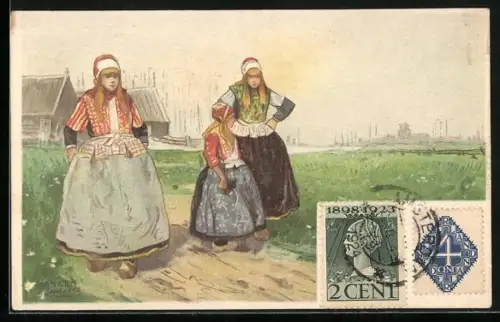 Künstler-AK Mädchen in niederländischer Tracht