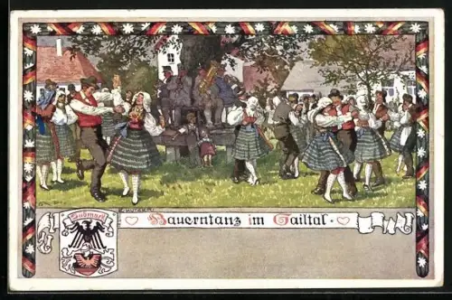 Künstler-AK Ernst Kutzer: Verlag des Verein Südmark, Bauerntanz im Gailtal