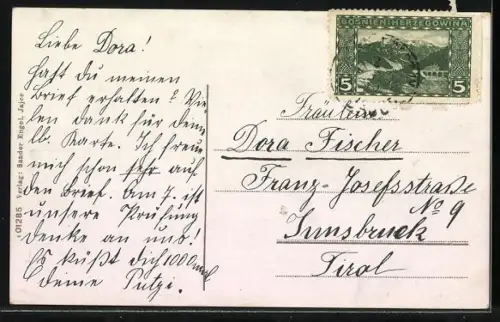 AK Jajce, Strassenpartie mit Passanten