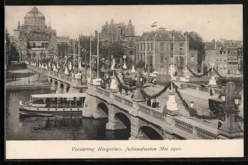 AK Amsterdam, Versiering Hoogesluis, Julianafeesten Mei 1910
