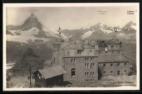 AK Gornergrat, Gornergrat Hotel mit Rothorn, Mallerhorn, Dt. Blanche