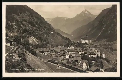 AK Wassen, Gotthardbahn mit Windgälle