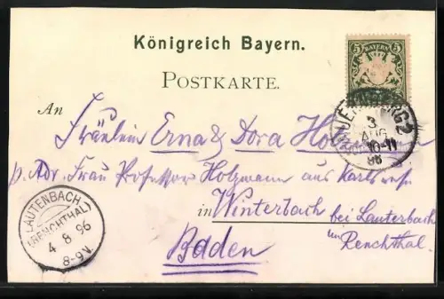 Lithographie Nürnberg, Bayer. Landes-Ausstellung 1896, Kulmbacher-Bierhalle, Staatl. Anstalten, Armee-Museum