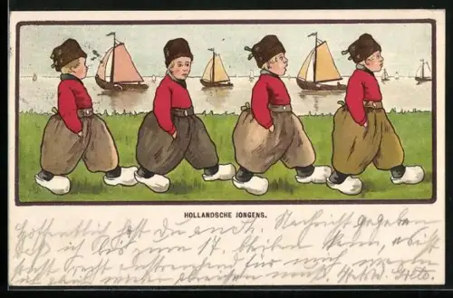 AK Niederländische Jungen am Wasser