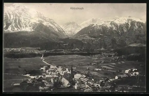 AK Kötschach, Teilansicht mit Kellerwand, Mooskofel und Cellon