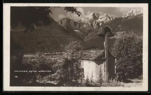 AK Mauthen, Ortspartie im Gebirge