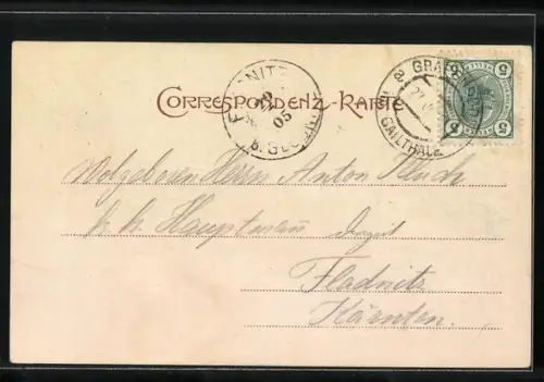 AK Kötschach, Gesamtansicht aus der Vogelschau