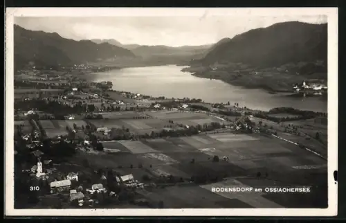 AK Steindorf am Ossiacher See, Bodensdorf, Panorama mit Kirche