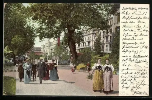 AK Interlaken, Passanten auf dem Höheweg