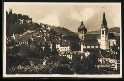 AK Baden, Teilansicht mit Ruine Stein