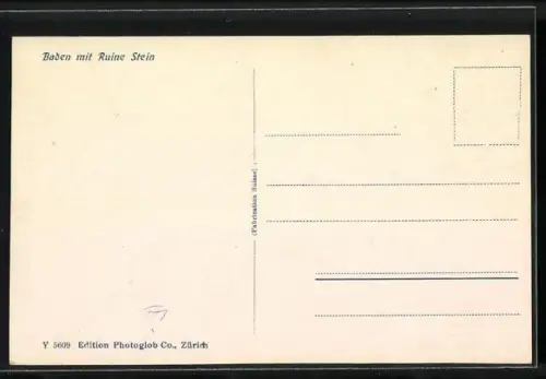 AK Baden, Teilansicht mit Ruine Stein
