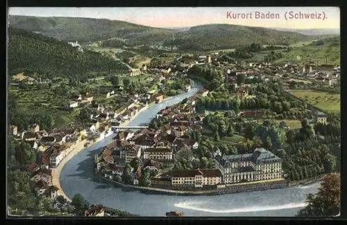AK Baden, Totalansicht der Ortschaft