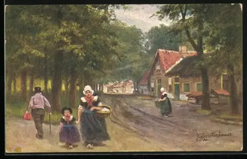 Künstler-AK Johan Georg Gerstenhauer: Tägliches Treiben im Dorf