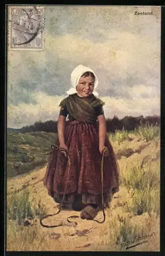 Künstler-AK Johan Georg Gerstenhauer: Mädchen mit Springseil