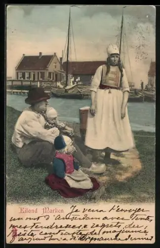 AK Marken, Familie am Ufer