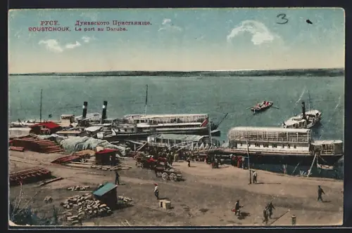 AK Roustchouk, le port au Danube
