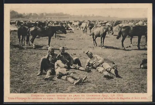 AK Bagnitsa, Train d`equipage de cavalerie au repos, Retour de la guerre et campant sur la Montagne de Bagnitsa, 1913