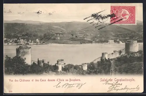 AK Constantinople, Vue des Chateaux et des Eaux douces d`Asie au Bosphore