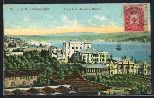 AK Constantinople, Vue de Dolma-Bagtché au Bosphore