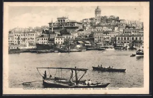 AK Constantinople, Vue de la Tour de Galata et de la Banque Imp. Ottomane