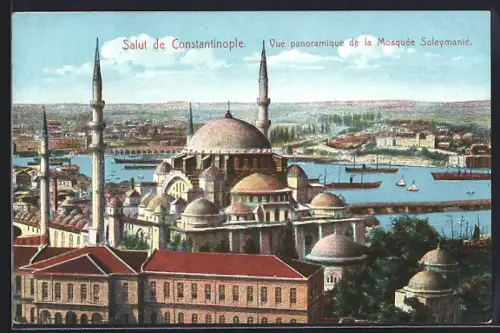 AK Constantinople, Vue panoramique de la Mosquée Suleymanié