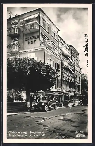 AK Bad Gleichenberg, Hotel-Pension Grazerhof mit Auto