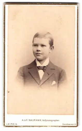Fotografie A. & F. Naumann, Leipzig, Dorotheenstr. 6, Junge mit elegantem Anzug