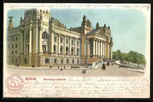 Lithographie Berlin-Tiergarten, Reichstags-Gebäude