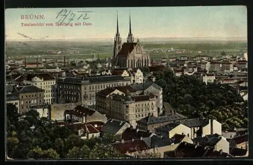 AK Brünn, Totalansicht vom Spielberg mit Dom